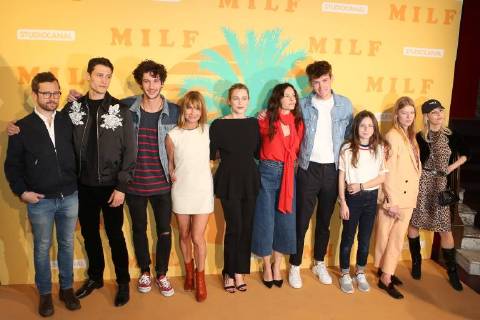 Wael Sersoub - Matthias Dandois - Axelle Laffont - Marie Josee Croze - Virginie Ledoyen - Victor Meutelet CELEBRITES : Avant Premiere Milf - Paris - 17 04 2018 MichaelBaucher Panoramic 