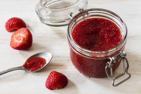 Homemade strawberry jam with chia seeds  EVGF03328