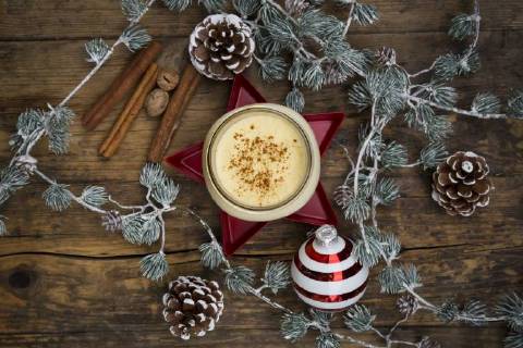 Eggnog in glass, christmas decoration  LVF06784
