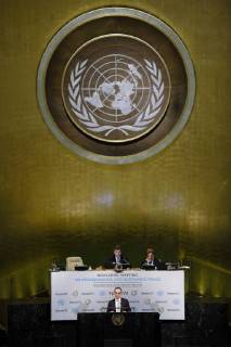 Federal Foreign Minister Heiko Maas SPD speaks at the United Nations General Assembly on a high-level segment New York 24 04 2018 New York USA Copyright: xThomasxTrutschelx