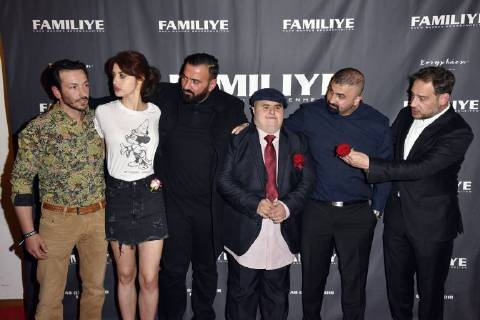 Arnel Taci Violetta Schurawlow Kubilay Sarikaya Muhammed Kirtan Sedate Kirtan and Moritz Bleibtreu at the premiere of the feature film Familiye at Cinemaxx Potsdamer Platz Berlin 26 04 2018 Foto:xN.xKubelkax xFuturexImage