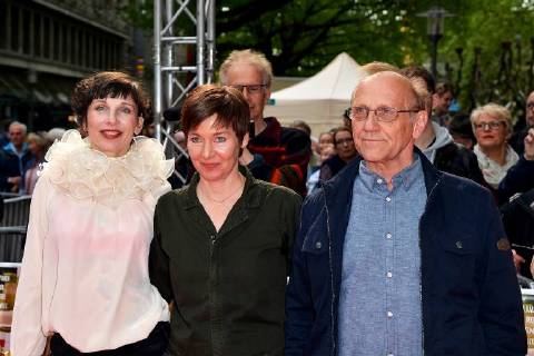 Who actually invented love Premiere on 02 05 2018 in the Lichtburg in Essen Meret Becker left Kerstin Polte center Karl Kranzkowski right at the premiere of Who actually invented love on 02 05 2018 in the Lichtburg in Essen xJFx