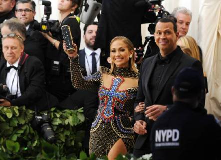 NEW YORK, NY - MAY 7: Jennifer Lopez and Alex Rodriguez at the Heavenly Bodies: Fashion & The Catholic Imagination Costume Institute Gala on May 7, 2018 in New York City. Copyright: xJohnxPalmerx
