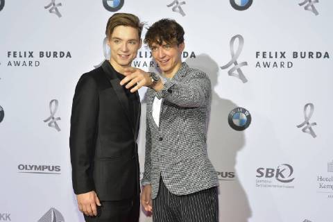 Heiko Lochmann Roman Lochmann the Lochis arrival to the award ceremony and honoring the 15 Felix Burde Award at the Hotel Adlon Kempinski in Berlin on 13 05 2018