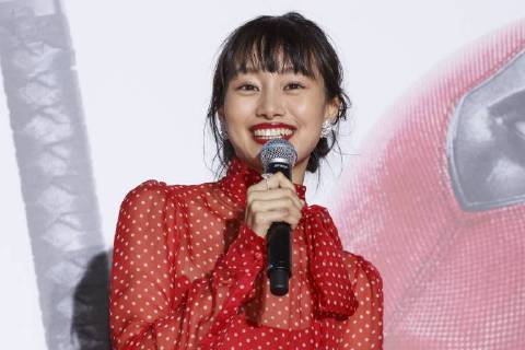 Japanese actress Shiori Kutsuna speaks during the Japan Premiere for her film Deadpool 2 on May 29, 2018, Tokyo, Japan. The second installment of the Marvel hit movie will be released in Japan on June 1st.  (gxta_DPool2jp059)