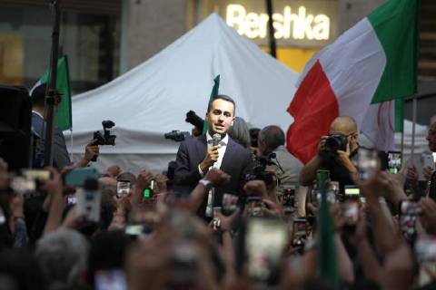Italy: Manifestation with Luigi Di Maio Manifestation of the M5S in Naples with the militants of the M5S and with the political leader Luigi Di Maio. Naples Italy  SalvatorexEsposito