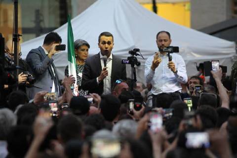 Italy: Manifestation with Luigi Di Maio Manifestation of the M5S in Naples with the militants of the M5S and with the political leader Luigi Di Maio. Naples Italy  SalvatorexEsposito