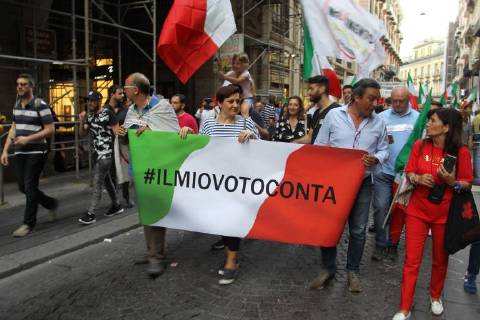 Italy: Manifestation with Luigi Di Maio Manifestation of the M5S in Naples with the militants of the M5S and with the political leader Luigi Di Maio. Naples Italy  SalvatorexEsposito