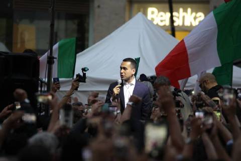 Italy: Manifestation with Luigi Di Maio Manifestation of the M5S in Naples with the militants of the M5S and with the political leader Luigi Di Maio. Naples Italy  SalvatorexEsposito
