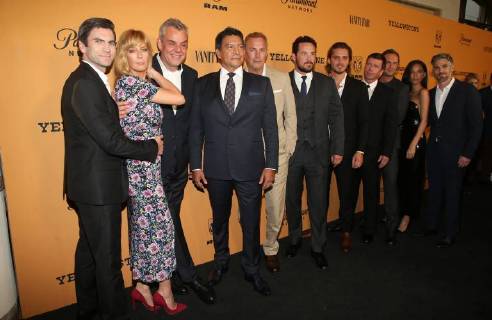 LOS ANGELES, CA - JUNE 11: Kelly Reilly, Wes Bentley, Luke Grimes, Kevin Costner, Taylor Sheridan, Kelsey Asbille, Dave Annable, at the premiere of Yellowstone at Paramount Studios in Los Angeles, California on June 11, 2018. Copyright: xFayexSadoux