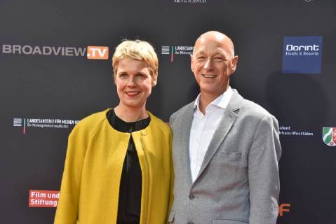 Actress and comedian Cordula Stratmann and Rainer Osnowski Managing director of the literary festival lit COLOGNE will be attending the evening event on 21.06.2018 in Cologne, Germany, for the international Emmy Award 2018 Semi Final Round of Judging of the International Emmy Awards