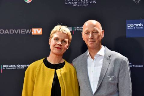 Actress and comedian Cordula Stratmann and Rainer Osnowski Managing director of the literary festival lit COLOGNE will be attending the evening event on 21.06.2018 in Cologne, Germany, for the international Emmy Award 2018 Semi Final Round of Judging of the International Emmy Awards
