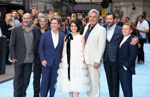 Oliver Parker, Rupert Graves, Rob Brydon, Charlotte Riley, Jim Cater, Tom Hardy, Daniel Mays and Thomas Turgoose attend the London premiere of Swimming With Men at Curzon Mayfair Cinema in London. JULY 4th 2018  SMOx182475