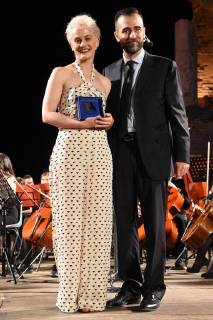 Taormina: Cinematographic Nations Award Evening. Photo: Marina Rocco awarded by the Hon. Antonio Catalfamo  Copyright: xMaurizioxD Avanzox xIPAx xMaurizioxDxAvanzox