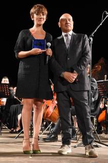 Taormina: Cinematographic Nations Award Evening. In the photo: Lucia Ocone with Nicola San Filippo  Copyright: xMaurizioxD Avanzox xIPAx xMaurizioxDxAvanzox