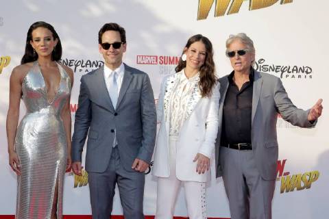 Avant-premiere europeenne de Ant-Man Guepe au Studio Theater de Disneyland Paris.Hannah John-Kamen,Paul Rudd, Evangeline Lilly,Michael Douglas. 228502 2018-07-14 Marne la Vallee France  Copyright: xPatricexFalourx STAR_228502_094