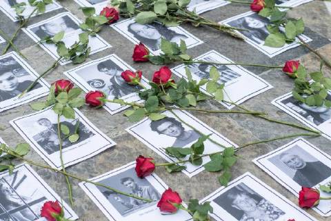Berlin Commemoration of Utoeya Victims On Sunday, July 22, 2018, in Berlin on the initiative of the youth organization Falken held in front of the Norwegian Embassy in memory of the victims of