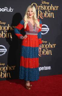July 30, 2018 - Burbank, CA, U.S. - 30 July 2018- Burbank, California - Tori Spelling. Premiere Of Disney s Christopher Robin held at Walt Disney Studios Los Angeles at Beverly Hills. Photo Credit: Faye Sadou AdMedia Burbank U.S. - ZUMAa123 20180730_zaa_a123_081 Copyright: xFayexSadouAdmediax