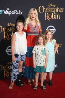 July 30, 2018 - Burbank, CA, U.S. - 30 July 2018- Burbank, California - Tori Spelling, Stella Doreen McDermott, Hattie Margaret McDermott, Finn Davey McDermott.. Premiere Of Disney s Christopher Robin held at Walt Disney Studios Los Angeles at Beverly Hills. Photo Credit: Faye Sadou AdMedia Burbank U.S. - ZUMAa123 20180730_zaa_a123_080 Copyright: xFayexSadouAdmediax