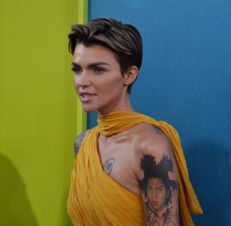 Cast member Ruby Rose attends the premiere of the sci-fi motion picture thriller The Meg at TCL Chinese Theatre in the Hollywood section of Los Angeles on August 6, 2018. Storyline: After escaping an attack by what he claims was a 70-foot shark, Jonas Taylor must confront his fears to save those trapped in a sunken submersible.  LAP2018080613 JIMxRUYMEN