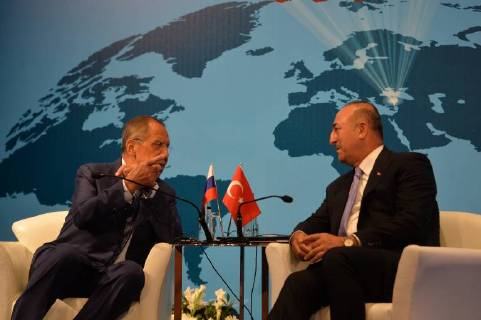 Russian Foreign Minister Sergei Lavrov meets with Turkey Foreign Minister Mevlut Cavusoglu in Ankara, Turkey, 14th August, 2018  16086464