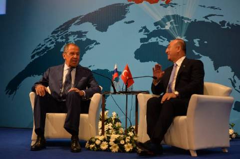Russian Foreign Minister Sergei Lavrov meets with Turkey Foreign Minister Mevlut Cavusoglu in Ankara, Turkey, 14th August, 2018  16086468