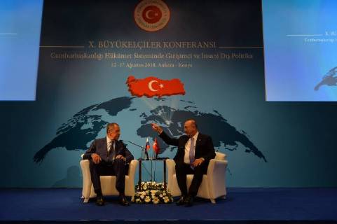 Russian Foreign Minister Sergei Lavrov meets with Turkey Foreign Minister Mevlut Cavusoglu in Ankara, Turkey, 14th August, 2018  16086479