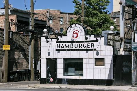 Small Hamburger Takeaway on North Ashland Avenue Wicker Park Chicago Illinois USA