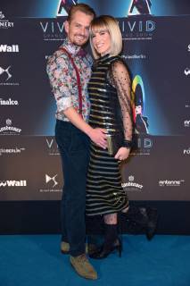 Isabell Horn with friend Jens Ackermann at the world premiere of the new Friedrichstadtpalast Show VIVID Grand Show in Berlin on 11 10 2018