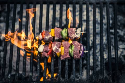 BBQ on a grill at a campsite, Alamosa Colorado USA Copyright: TimxMartin MATM001040