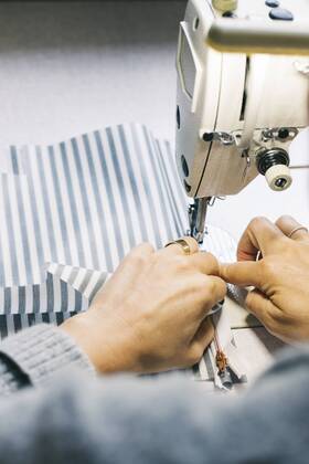 Close-up of woman using sewing machine model released Symbolfoto property released  JUBF00284