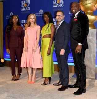 06 December 2018 - Beverly Hills, California - Isan Elba, Leslie Mann, Danai Gurira, Christian Slater, Terry Crews . 2018 Golden Globes Nominations held at Beverly Hilton Hotel. Photo Credit: Birdie Thompson AdMedia 233097 2018-12-06 CA Beverly Hills Etats-Unis  Copyright: xAdMediax STAR_233097_027