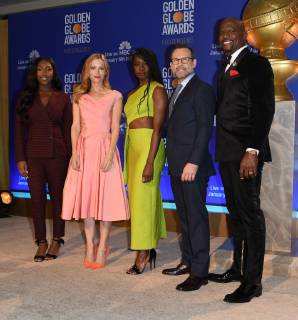 06 December 2018 - Beverly Hills, California - Isan Elba, Leslie Mann, Danai Gurira, Christian Slater, Terry Crews . 2018 Golden Globes Nominations held at Beverly Hilton Hotel. Photo Credit: Birdie Thompson AdMedia 233097 2018-12-06 CA Beverly Hills Etats-Unis  Copyright: xAdMediax STAR_233097_033