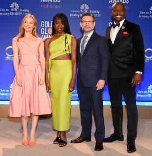 Leslie Mann, Danai Gurira, Christian Slater, and Terry Crews arriving at the 76th Annual Golden Globe Nominations in Beverly Hills, California - Dec 6, 2018 - Golden Globe Nominations 2018, Beverly Hills California United States Beverly Hilton Hotel  Copyright: xOxConnorx h_00568819