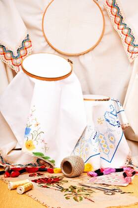  Embroidery accessories including colorful cotton yarn and materials  Copyright: xtimhx Panthermedia03733579