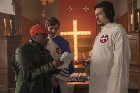 Golden Globes 2019: Nominee: BEST DIRECTOR, MOTION PICTURE. Pictured: RELEASE DATE: August 10, 2018 TITLE: BlacKkKlansman STUDIO: DIRECTOR: Spike Lee PLOT: Ron Stallworth, an African-American police officer from Colorado, successfully managed to infiltrate the local Ku Klux Klan and became the head of the local chapter. STARRING: Director SPIKE LEE, TOPHER GRACE and ADAM DRIVER on set . Los Angeles U.S. - ZUMAl90_ 20181206_shh_l90_523 Copyright: xFocusxFeaturesx