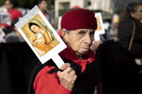 December 9, 2018 - Los Angeles, California, United States - People take part in the 87th Annual Procession and Mass in honor of Our Lady of Guadalupe in Los Angeles, California on December 9, 2018. The Catholic procession is the oldest religious procession in Los Angeles and celebrates the apparition of the Virgin Mary in Mexico in 1531. Los Angeles United States  - ZUMAn230 20181209_zaa_n230_557 Copyright: xRonenxTivonyx