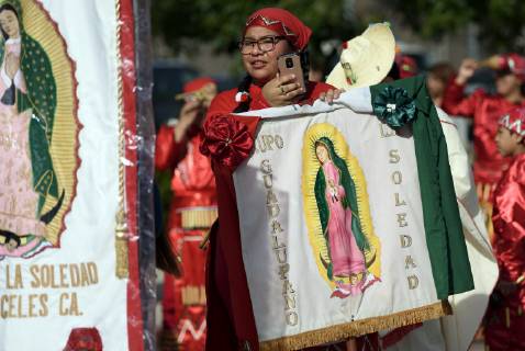 December 9, 2018 - Los Angeles, California, United States - People take part in the 87th Annual Procession and Mass in honor of Our Lady of Guadalupe in Los Angeles, California on December 9, 2018. The Catholic procession is the oldest religious procession in Los Angeles and celebrates the apparition of the Virgin Mary in Mexico in 1531. Los Angeles United States  - ZUMAn230 20181209_zaa_n230_560 Copyright: xRonenxTivonyx