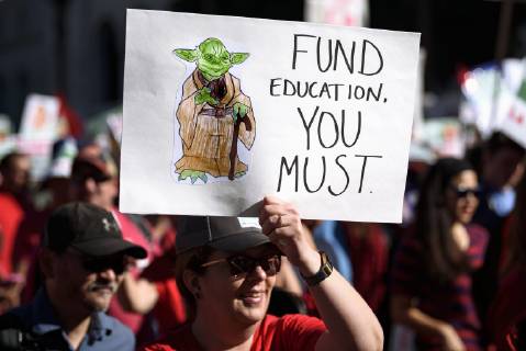December 15, 2018 - Los Angeles, California, United States - Teachers and supporters of public education march against education funding cuts during the March for Public Education in Los Angeles, California on December 15, 2018. The rally, organized by United Teachers Los Angeles, drew thousands of educators who demanded wage increases and smaller class sizes. Los Angeles United States  - ZUMAn230 20181215_zaa_n230_883 Copyright: xRonenxTivonyx