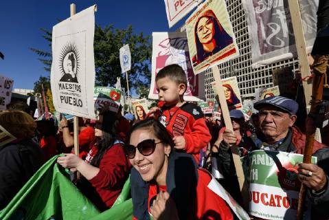 December 15, 2018 - Los Angeles, California, United States - Teachers and supporters of public education march against education funding cuts during the March for Public Education in Los Angeles, California on December 15, 2018. The rally, organized by United Teachers Los Angeles, drew thousands of educators who demanded wage increases and smaller class sizes. Los Angeles United States  - ZUMAn230 20181215_zaa_n230_887 Copyright: xRonenxTivonyx