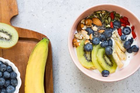  Varieties of fruits and nuts on Greek yogurt  Copyright: xvanillaechoesx Panthermedia21139613