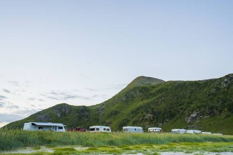 Campers and caravans on camping ground in Northern Norway  KKAF02073