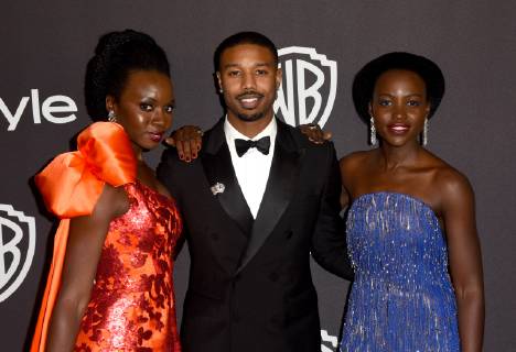 LOS ANGELES, CALIFORNIA - JANUARY 06: Danai Gurira, Michael B. Jordan and Lupita Nyong o attend the Warner InStyle Golden Globes After Party at the Beverly Hilton Hotel on January 06, 2019 in Beverly Hills, California. Photo: imageSPACE MediaPunch Copyright: ximageSPACEx