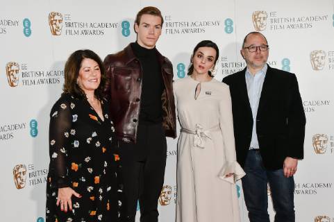 Pippa Harris, Will Poulter, Hayley Squires and Marc Samuelson attend the EE BAFTA Film Awards Nominations Announcement at the Princess Anne Theatre, BAFTA in London. JANUARY 9th 2019  SLIx1980