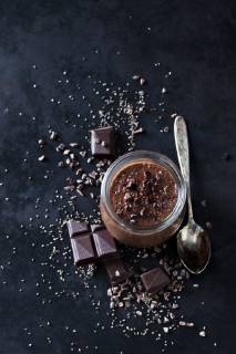 Dessert of chia seeds, chocolate and cacao nibs  CSF28604