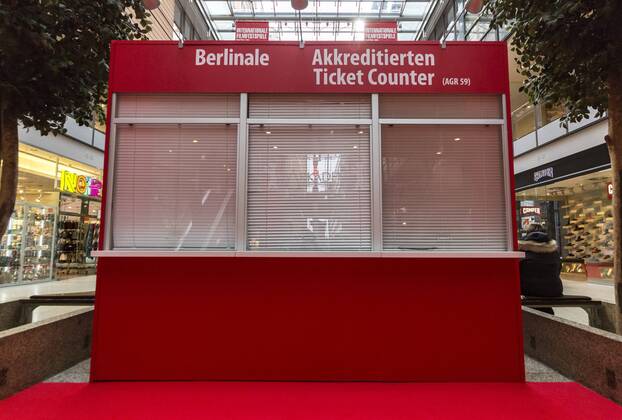 Ticket counter in front of the Berlinale in the Potsdamer Platz Arcaden on 05 02 2019