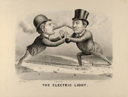 Drawings and Prints, Print, The Electric Light, Publisher, Sitter, Currier & Ives, Thomas Alva Edison (1847-1931), American, active New York, 1857 1907, Currier & Ives, Edison, Thomas Alva, American, 1857, 1907, 1880 Copyright: Artokoloro AM170720_095700