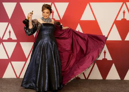 Ruth E. Carter, winner of the award for Best Costume Design for Black Panther, appears backstage with his Oscar during the 91st annual Academy Awards at Loews Hollywood Hotel in the Hollywood section of Los Angeles on February 24, 2019.  LAP20190224659 JOHNxANGELILLO