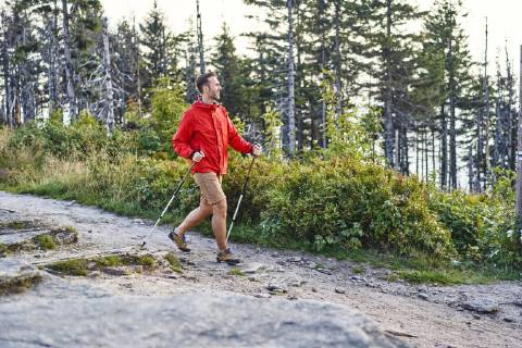Smiling man hiking in the mountains model released Symbolfoto  BSZF00727