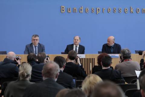 State Secretary Werner Gatzer BMF Federal Minister of Finance Olaf Scholz Germany Berlin Federal Press Conference Topic Budget 2019 Key Figures 2020 and Financial Plan to 2023 20 03 2019